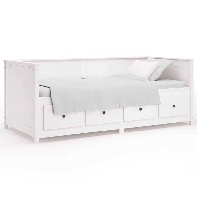 Foto van The living store slaapbank massief grenenhout - bed met opbergruimte - 207.5 x 107 x 80 cm - wit