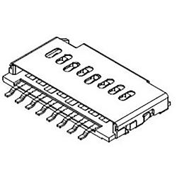 Foto van Molex 1051620001 kaartlezer totaal aantal polen: 8 rastermaat: 1.1 mm inhoud: 1 stuk(s) tape on full reel