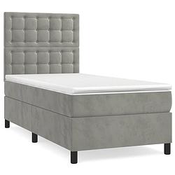 Foto van The living store boxspringbed - zacht fluweel - bed 193x90x118/128cm - pocketvering matras - middelharde ondersteuning