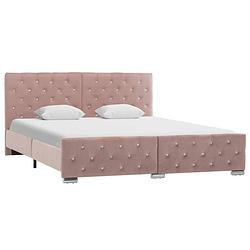 Foto van Vidaxl bedframe fluweel roze 160x200 cm