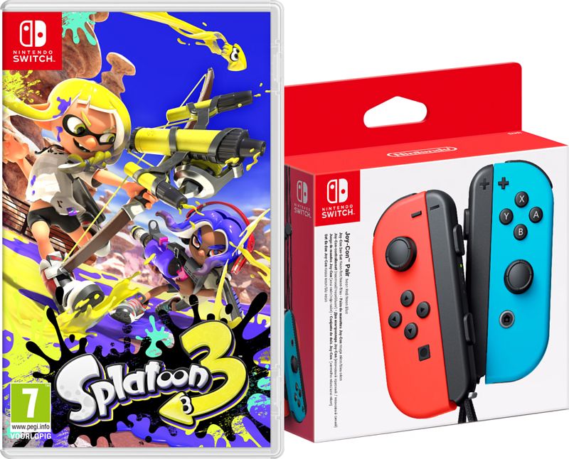 Foto van Splatoon 3 + nintendo switch joy-con set rood/blauw