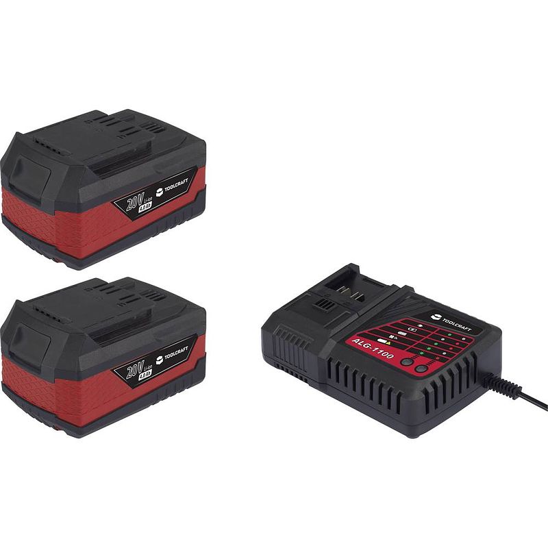 Foto van Toolcraft ap-1100 / tawb-200 2x 20 v 4000mah-accu met 5,0a-oplader 4000 mah li-ion