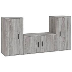 Foto van The living store tv-meubelset trendy grijs sonoma eiken - 1x 80x34.5x40cm - 2x 40x34.5x80cm