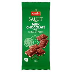 Foto van Mauxion salut milk chocolate with hazelnut pieces 100g bij jumbo