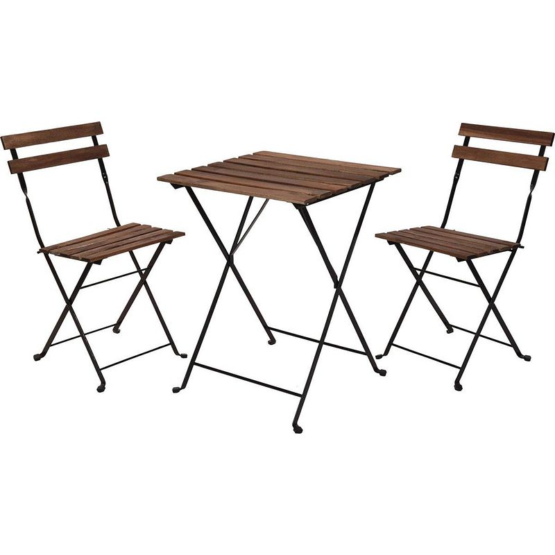 Foto van Relaxwonen - bistro set - tuinset - tuintafel en stoelen - zwart - metaal - hout