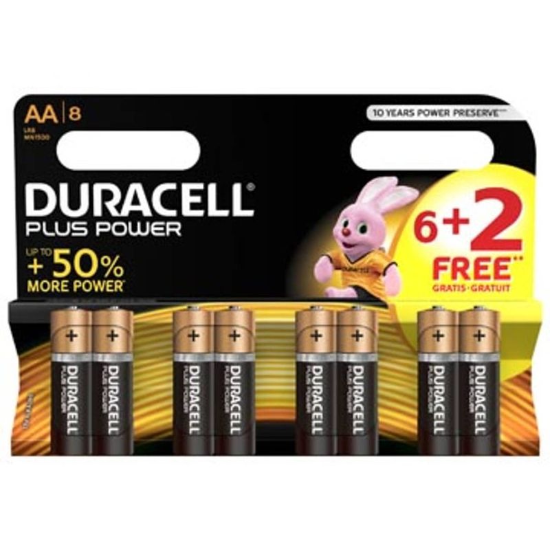 Foto van Duracell batterijen plus power aa, blister van 6+2 gratis