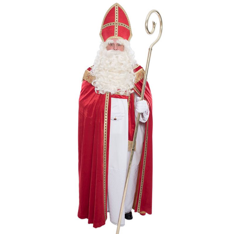 Foto van Sinterklaas kostuum luxe polyesterfluweel met mijter voor volwassenen - carnavalskostuums