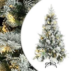 Foto van Vidaxl kerstboom met led's, dennenappels en sneeuw 195 cm pvc en pe