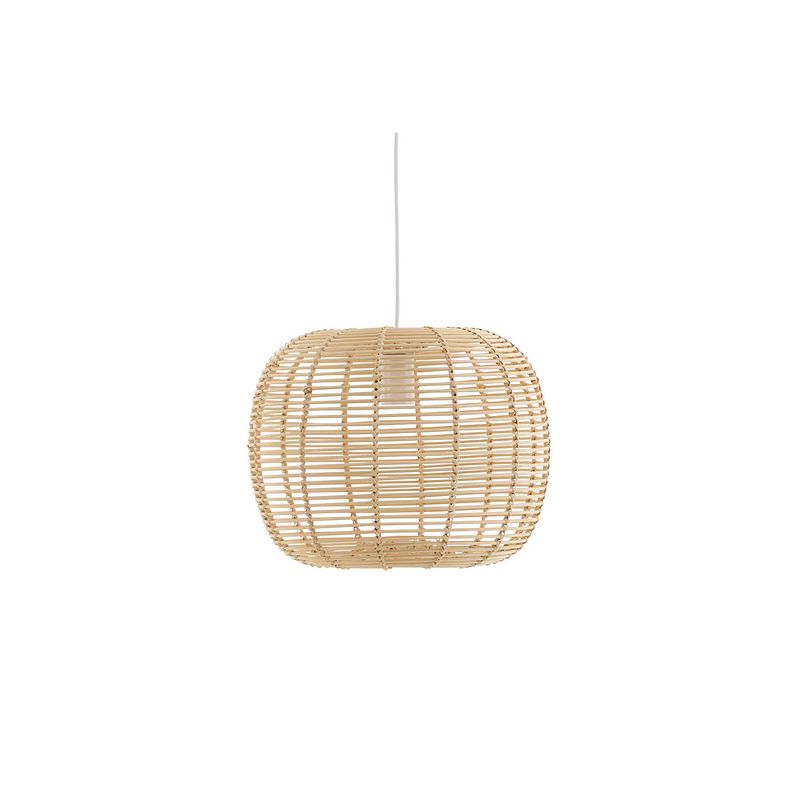 Foto van Fence verlichting hanglamp 41x41x30cm rotan wit, hout.