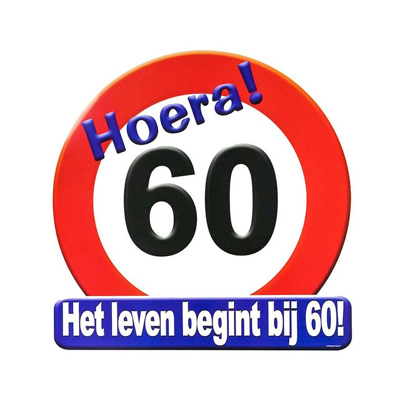 Foto van Hulde stopbord 60 jaar verjaardags cadeau/versiering - feestdecoratieborden