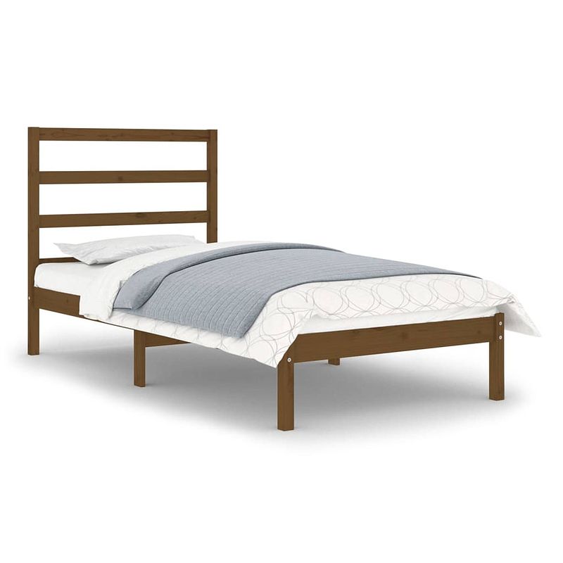 Foto van The living store houten bedframe - 195.5 x 81 x 100 cm - honingbruin