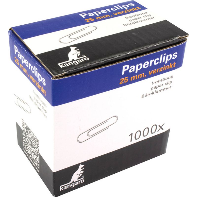 Foto van Paperclips kangaro 25 mm rond doosje 1000 stuks, verzinkt