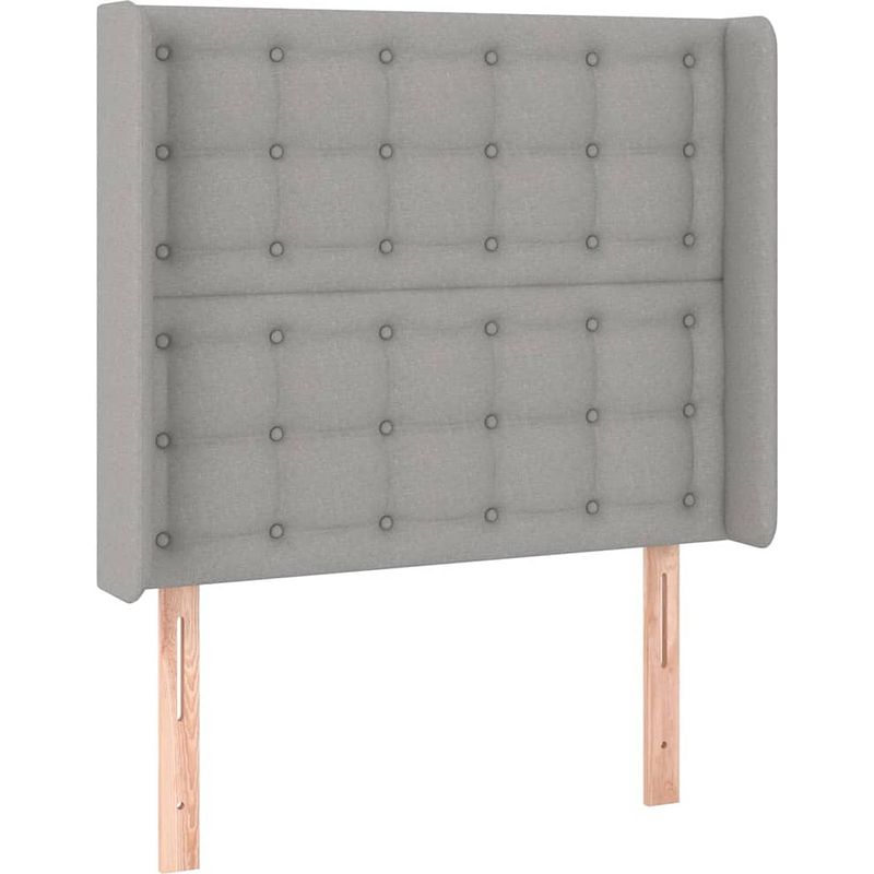 Foto van The living store boxspring bed - led - lichtgrijs - 203x103x118/128 cm - pocketvering matras - huidvriendelijk