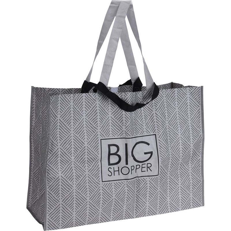 Foto van Extra grote boodschappen shopper tas 70 x 48 cm zwart - boodschappentassen