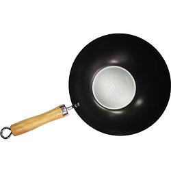 Foto van Keuken pan anti aanbaklaag - wokpan - houten handvat - non-stick - ø 30 cm - wok 30 cm houten handvat