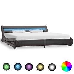 Foto van Vidaxl bedframe met led kunstleer grijs 180x200 cm