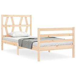 Foto van The living store houten bedframe - grenenhout - 205.5 x 105 x 100 cm - multiplex lattenbodem