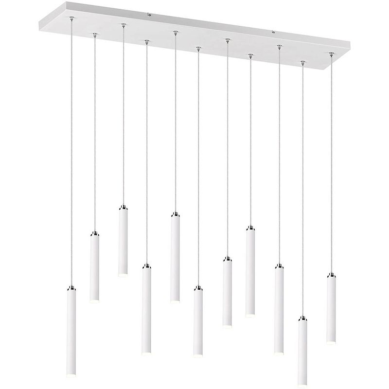 Foto van Led hanglamp - trion tular - 22w - warm wit 3000k - dimbaar - rechthoek - mat wit - aluminium