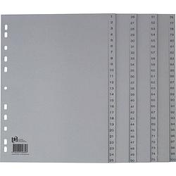 Foto van Oxford tabbladen, a4, uit pp, 11-gaatsperforatie, 100 genummerde tabs, grijs 5 stuks