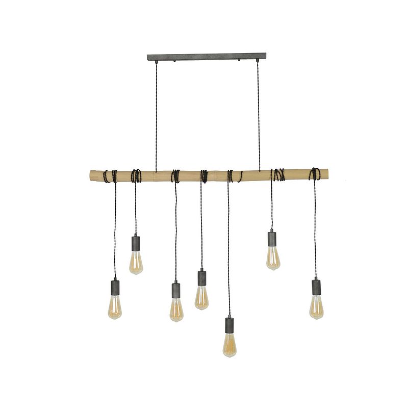 Foto van Dimehouse hanglamp industrieel bamboo wikkel - 7-lichts