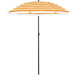 Foto van Stok parasol, 160 cm diamter, ronde / achthoekige tuinparasol van polyester, kantelbaar, met draagtas - oranje gestreept