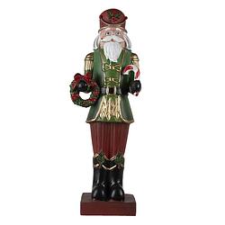 Foto van Clayre & eef kerstdecoratie beeld notenkraker 17*10*47cm groen rood kunststof decoratief figuur decoratieve accessoires