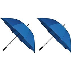 Foto van 2x golf stormparaplus donkerblauw windproof 130 cm - stormproof paraplus