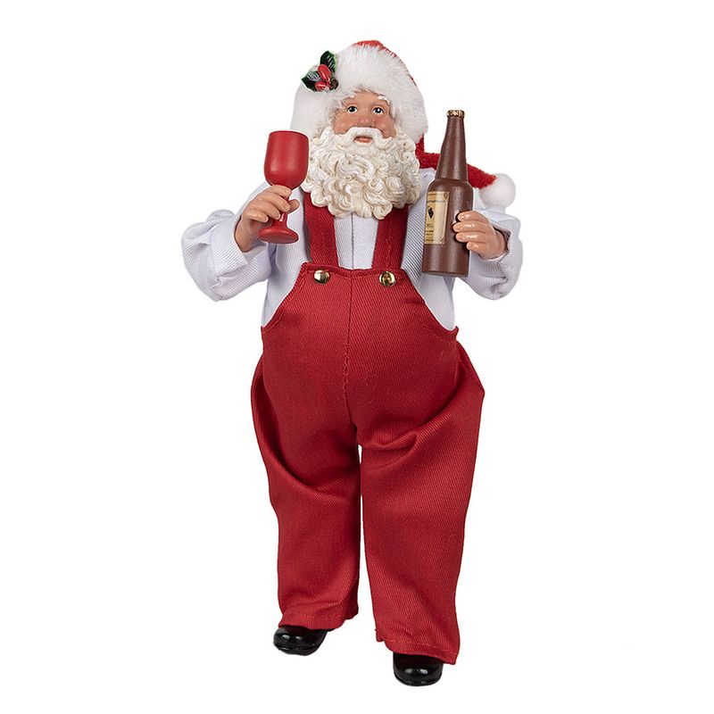 Foto van Haes deco - kerstman deco figuur 16x8x28 cm - rood - kerst figuur, kerstdecoratie