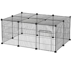 Foto van Ren voor kleine huisdieren - konijnenren - cavia ren - dierenverblijf - zwart - 105l x 70b x 45h cm