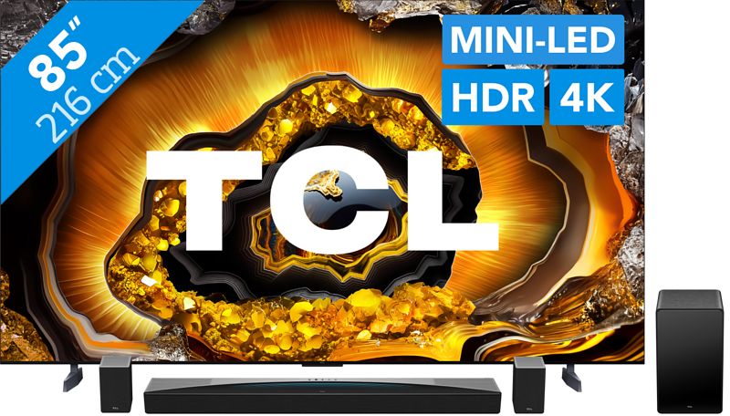 Foto van Tcl qd mini-led 85x955 max (2024) + soundbar