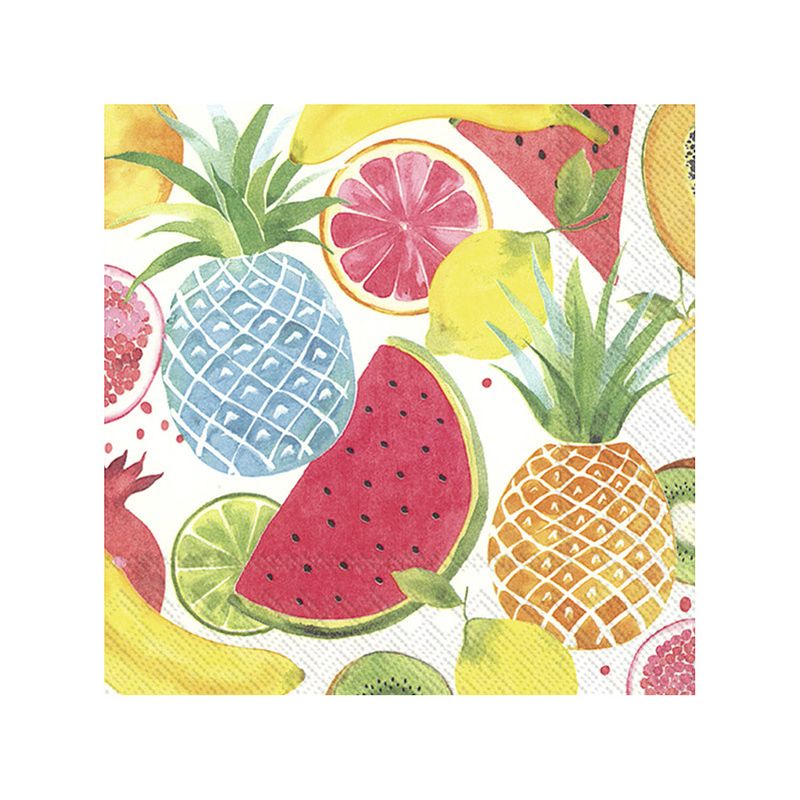 Foto van 20x tropische 3-laags servetten fruitig fruit 33 x 33 cm - feestservetten