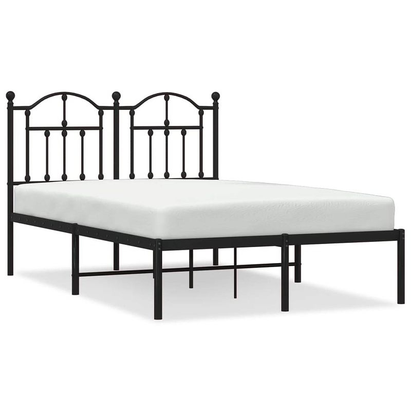 Foto van Vidaxl bedframe met hoofdbord metaal zwart 120x190 cm