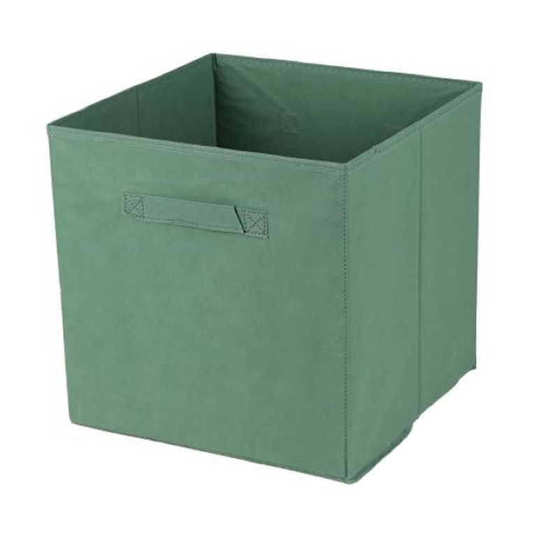 Foto van Urban living opbergmand/kastmand square box - karton/kunststof - 29 liter - groen - 31 x 31 x 31 cm - opbergmanden