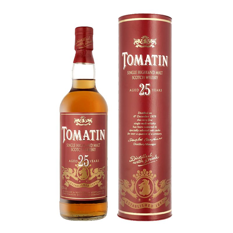 Foto van Tomatin 25 years 70cl whisky + giftbox