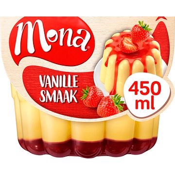 Foto van Mona vanillesmaak pudding met aardbeiensaus 450ml bij jumbo