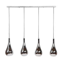 Foto van Hoyz - hanglamp met 4 lampen - serie silver drop - handgeblazen glas
