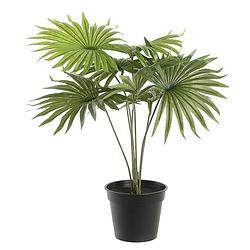 Foto van Kunstplant tropische palm in bloempot - groen - 40 x 46 cm - kunstplanten