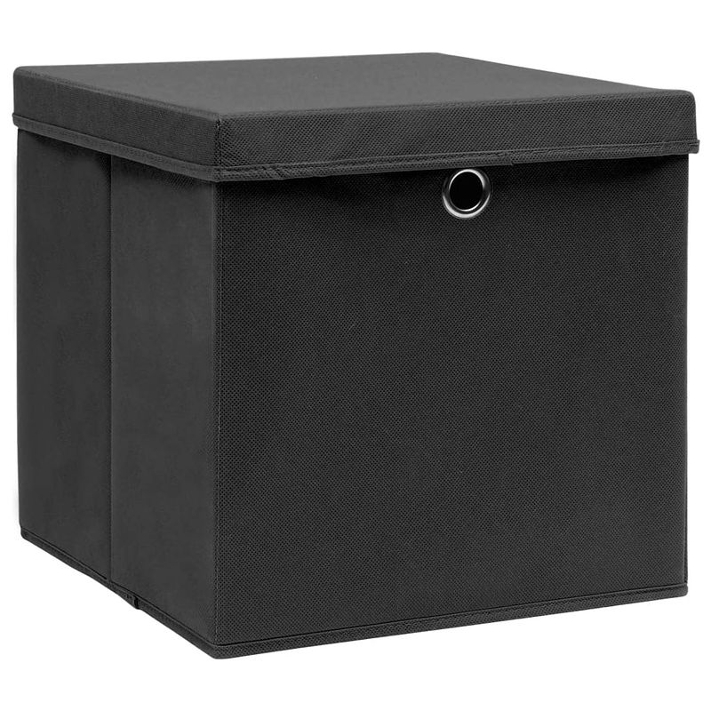 Foto van The living store opbergbox - inklapbaar - 32 x 32 x 32 cm - zwart - nonwoven stof