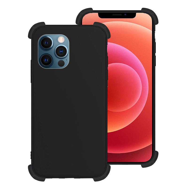 Foto van Basey iphone 12 pro max hoesje siliconen shock proof hoes case cover - zwart