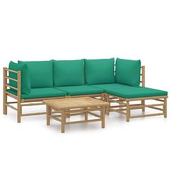 Foto van Vidaxl 5-delige loungeset met kussens bamboe groen