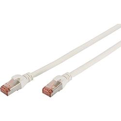 Foto van Digitus dk-1644-010/wh rj45 netwerkkabel, patchkabel cat 6 s/ftp 1.00 m wit vlambestendig, folie afscherming, afscherming gevlochten, afgeschermd,