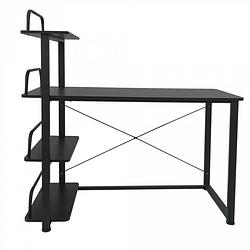 Foto van Bureau computertafel - 3 opbergplanken - metaal hout - zwart - 120 cm breed