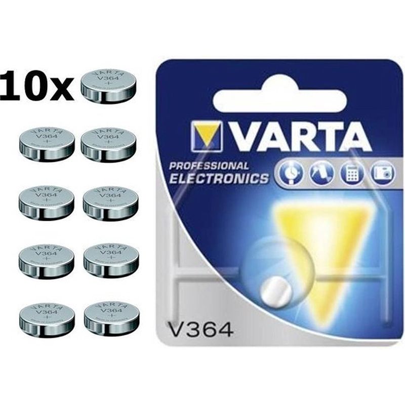 Foto van 10 stuks - varta v364 20mah 1.55v knoopcel batterij