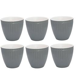 Foto van Set van 6x stuks beker (latte cup) greengate alice nordic stone grijs 300 ml - ø 10 cm