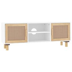 Foto van The living store tv-kast classic - 105 x 30 x 40 cm - bewerkt hout - grenenhout - rattan