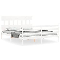 Foto van The living store massief grenenhouten bedframe - praktisch en decoratief - afmetingen- 205.5 x 165.5 x 81 cm - kleur-