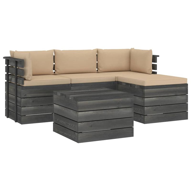 Foto van Vidaxl 5-delige loungeset met kussens pallet massief grenenhout