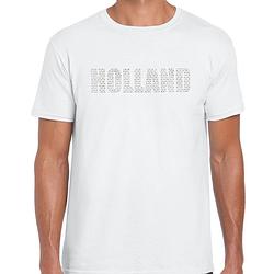 Foto van Glitter holland t-shirt wit rhinestone steentjes voor heren nederland supporter ek/ wk m - feestshirts