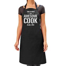 Foto van Awesome cook cadeau schort zwart voor dames - feestschorten