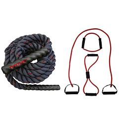 Foto van Tunturi - fitness set - battle rope 9 meter - tubbingset rood